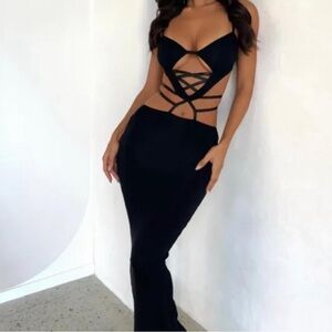 Outcast Azara Black Maxi Cutout Dress in Size Small